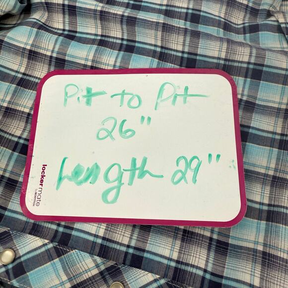 Wrangler Wrancher Mens Pearl Snap Shirt Blue Striped Short Sleeve ~XL Western - Picture 4 of 5